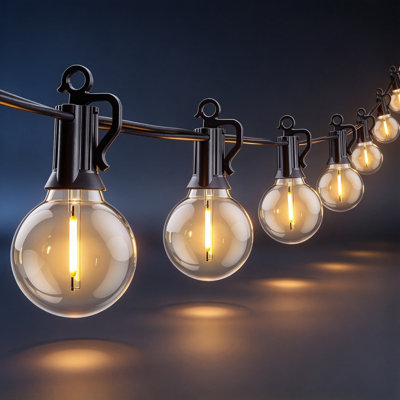 Guirlande lumineuse à DEL pour l'extérieur avec ampoules Edison incassables, brin résistant aux intempéries, lumières de patio de qualité commerciale pour décoration de jardin