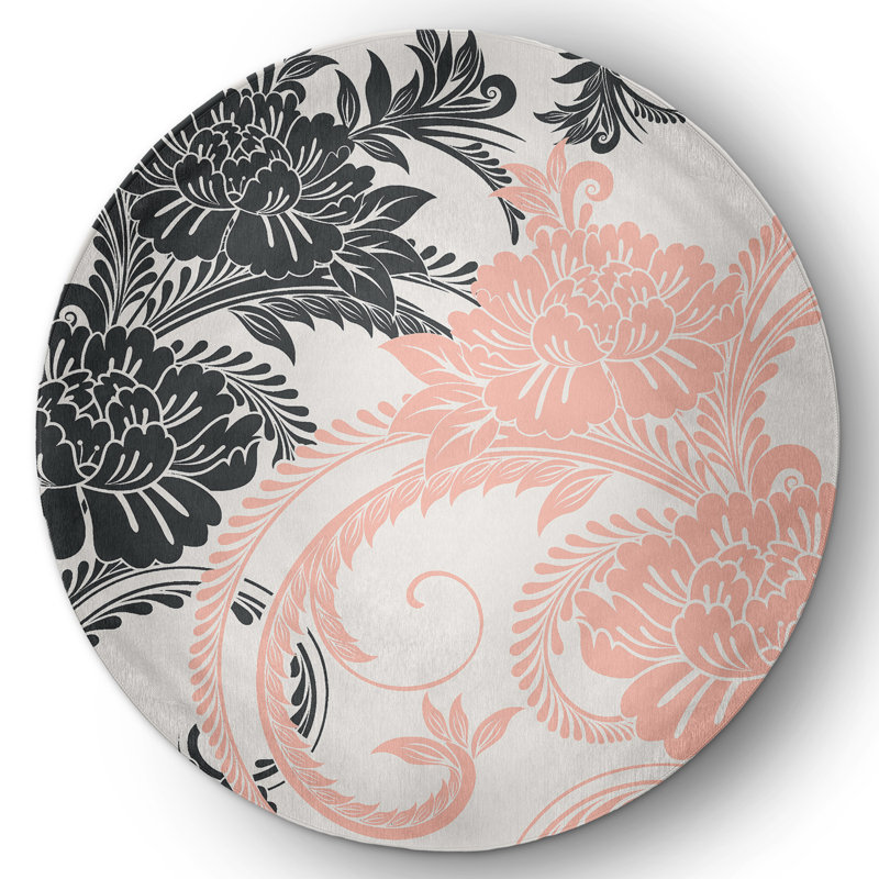 Chenille Floral Indoor Rug, Round 5'