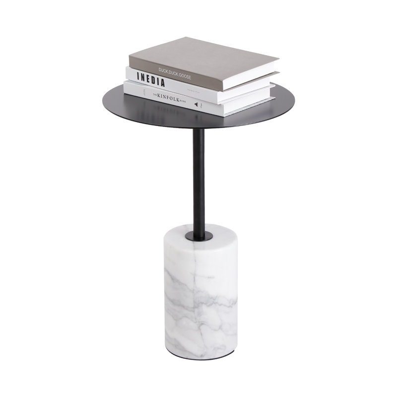 Jaiquez Circulo Side Table Marble Base, Satin Black