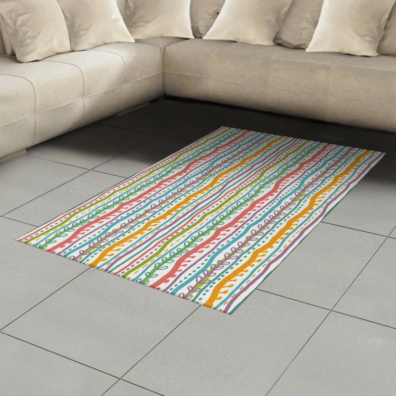 Tapis décoratif abstrait à haute densité en fibres longues, Rectangle— 4 pi x 5 pi 8 po