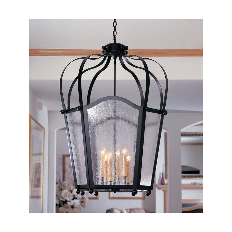 Citadel 6 - Light Chandelier, Blackwash, Real Mica