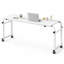 Table de lit avec roulettes à 360 °, bureau mobile à hauteur réglable, roulettes verrouillables, table pour ordinateur portable à bord incurvé