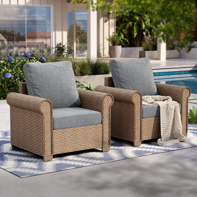 Ensemble de 2 fauteuils d'extérieur en rotin pour patio
