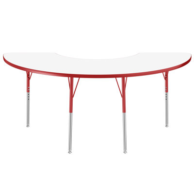 Table d'activité demi-lune effaçable à sec avec pieds réglables - Blanc