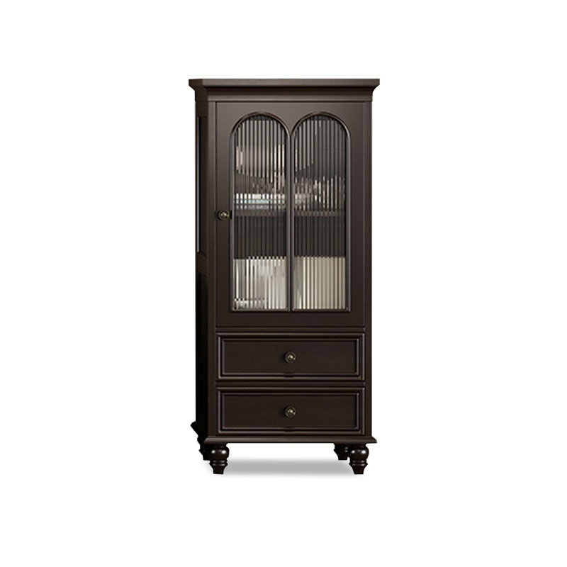 Vitrines en bois massif noir-brun, Noir / brun
