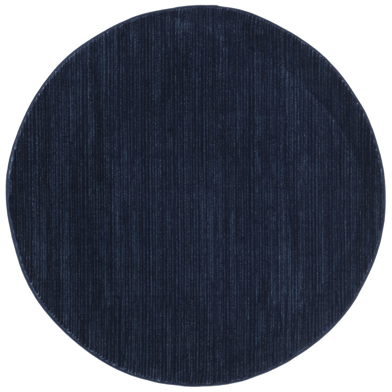 Tapis d'intérieur bleu marine Arneshia, Rond 4 pi