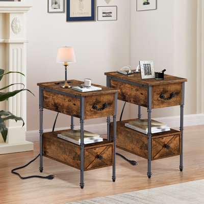 2- Drawer End Table and Built-In Outlets