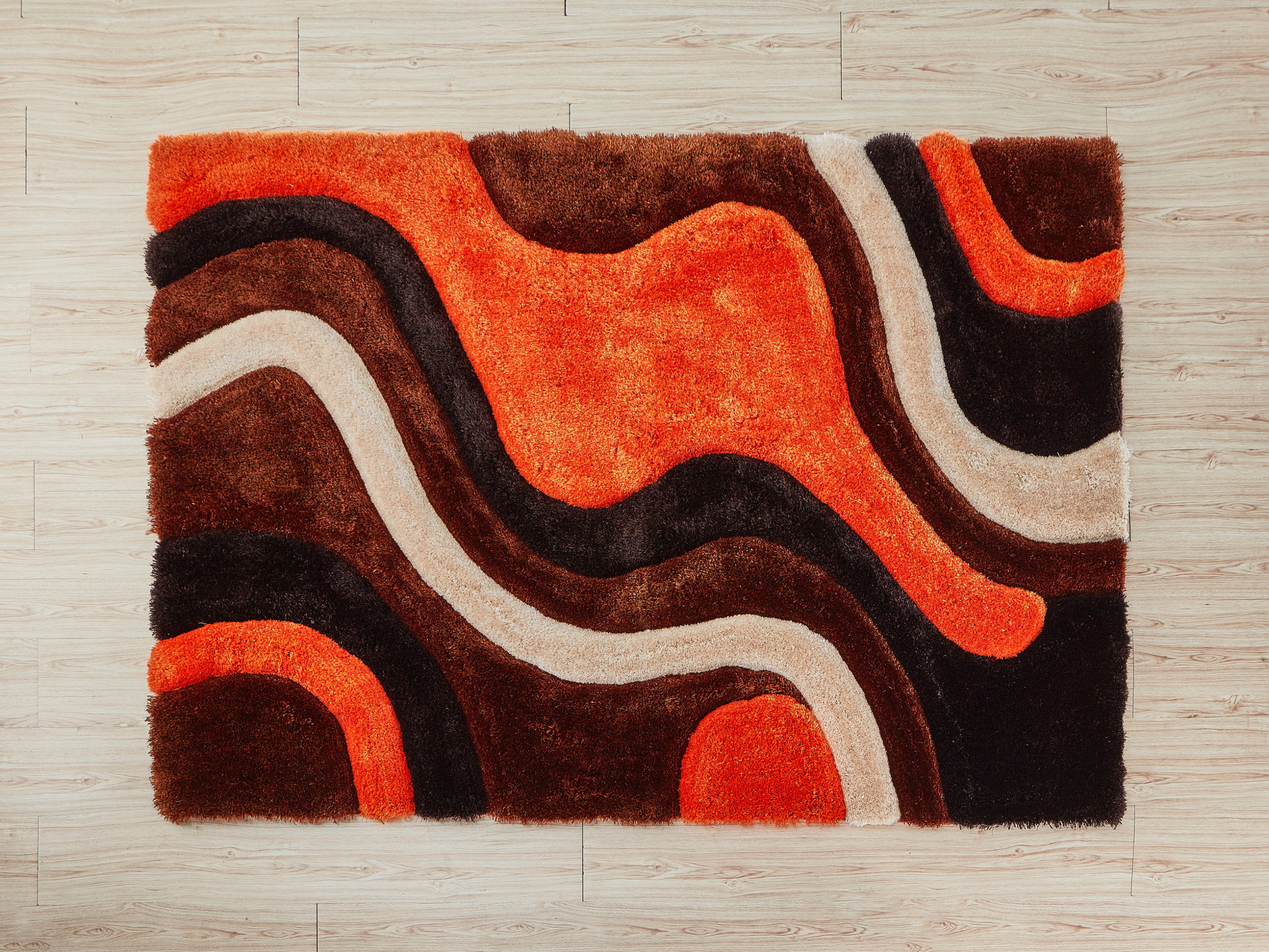 Orren Ellis Kadir Abstract Handmade Shag Orange/Brown Area Rug ...