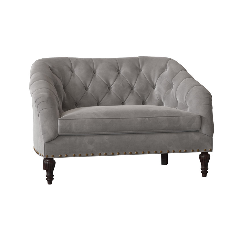 Siena Upholstered 54'' Loveseat, Aubrey Silver, Pure Walnut, French Natural