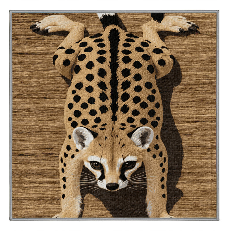 Washable Genet Wildlife Area Rug, Square 4'