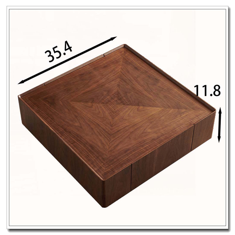 Table basse en noyer, 35.4-inch-square