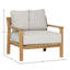 Lexy Outdoor Olefin Upholstered Teak Wood Accent Chair, Taupe