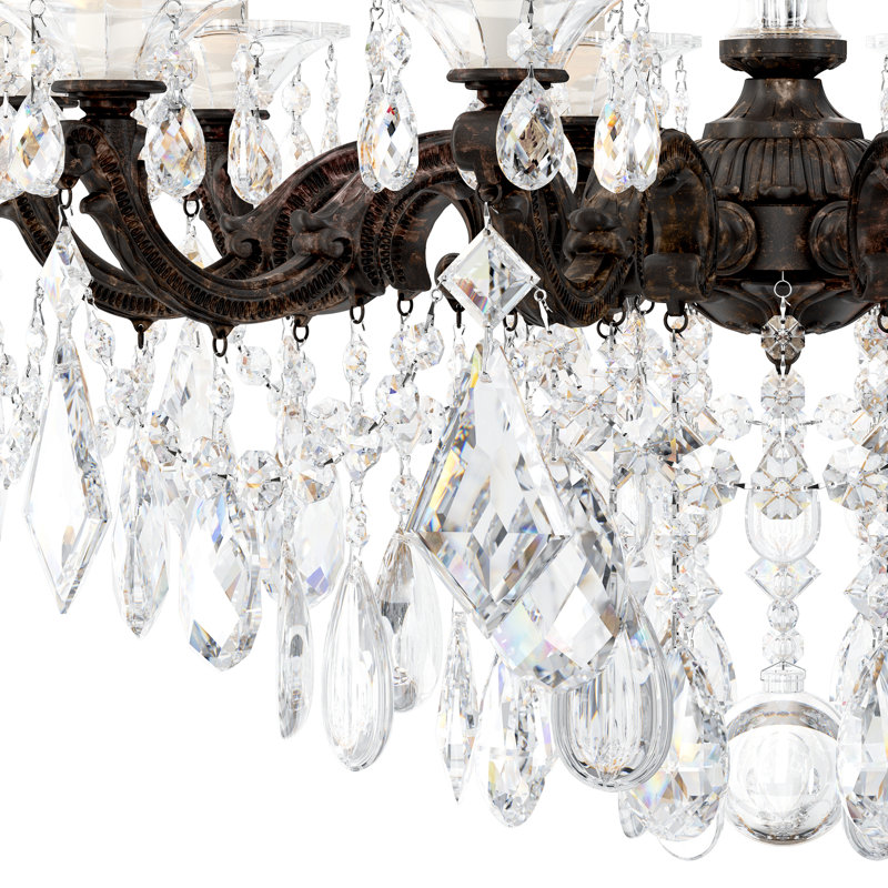 La Scala 10 Light 28in x 29.5in Chandelier in Etruscan Gold with Clear Radiance Crystals, Czech, Heirloom Bronze