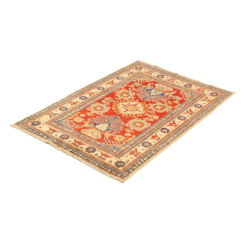 Tapis décoratif en laine de conception unique noué à la main New Age de 4 pi 1 po x 6 pi 3 po Derverger