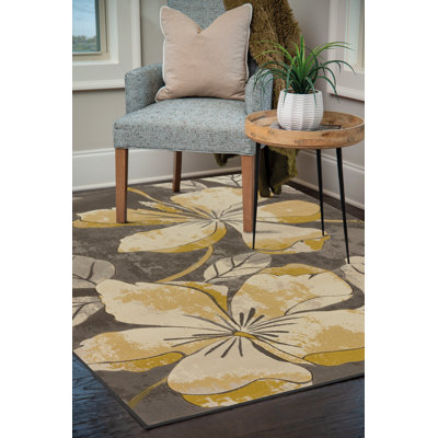 Tapis jaune beige/brun/moutarde Carletta