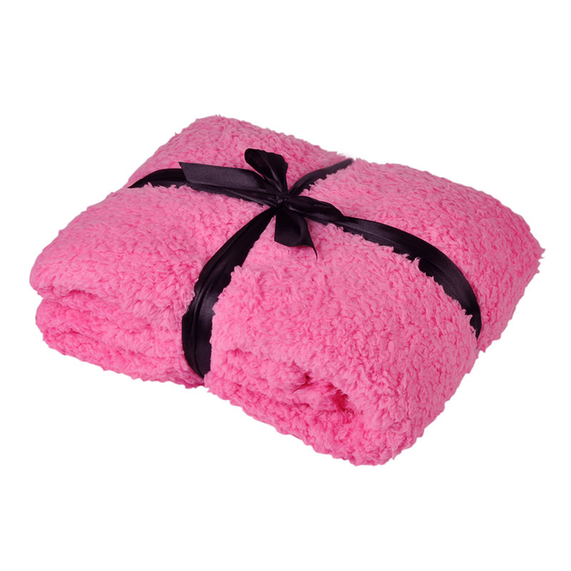Super Soft Sherpa Throw Blanket 50" x 60", Fuzzy Solid Blanket for All Season Bed Throw TV Blanket, Pink