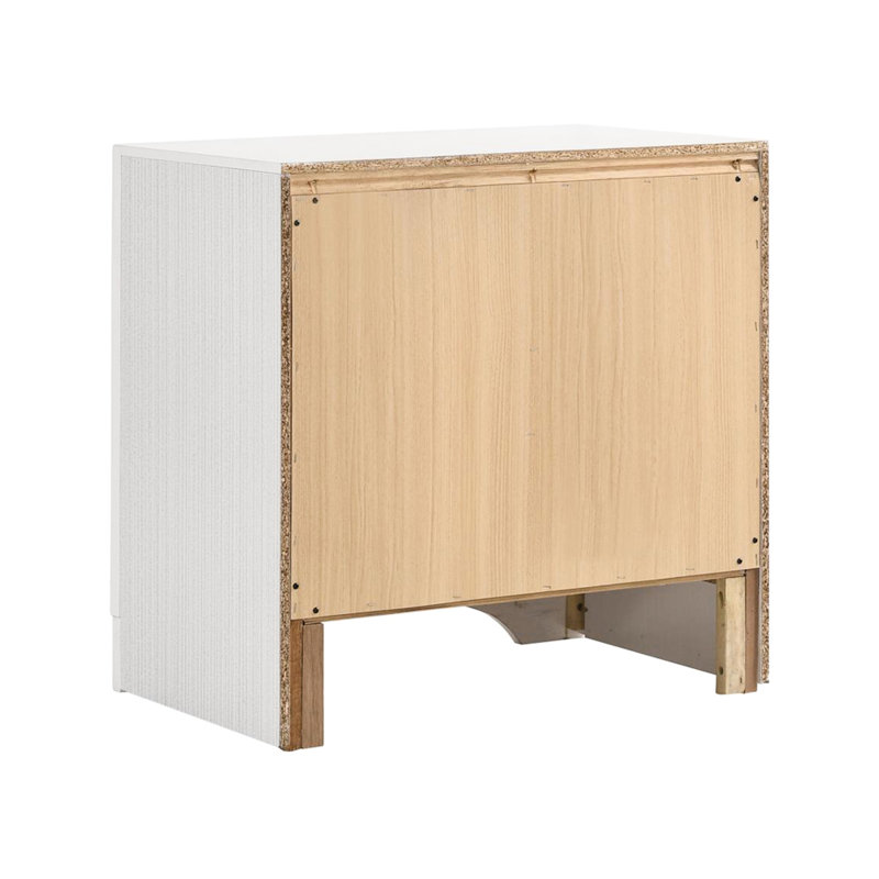 Chambre 2 - Table de chevet blanche - Poignées en strass, rayures scintillantes Grace
