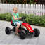 Kart à pédales pour enfants en rouge chaud avec siège réglable et roues amortissantes