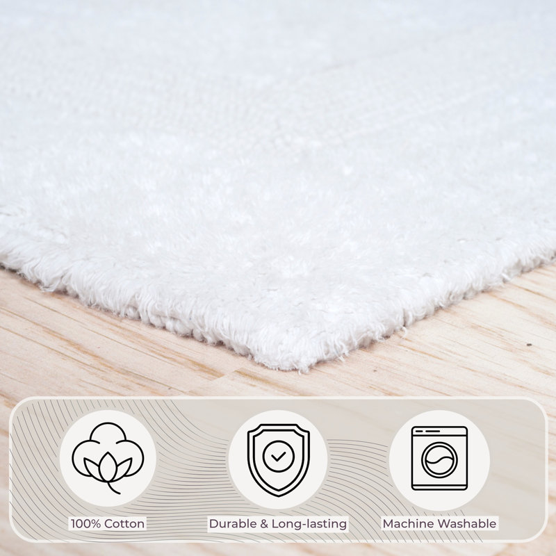 Lavish Home Reversible Long Bath Mat, White, 60” x 24”, White