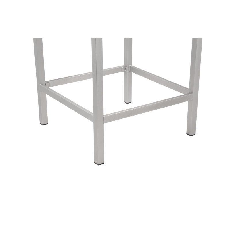 Bayaud Square 4-Person 28'' Aluminum Bar-Height Outdoor Dining Set – Modern Patio Pub Set with Rust-Free Frame & Poly Resin Wood-Style Tabletop in Grey