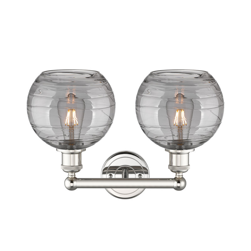Éclairage pour meuble-lavabo à 2 lumières à intensité variable Essex, Gris fumée clair, Nickel poli