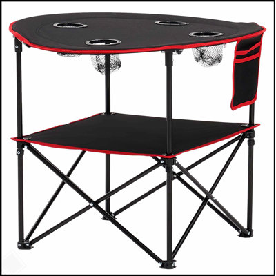 Table de camping pliante portative avec 4 porte-gobelets et tissu Oxford durable pour un pique-nique extérieur