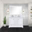 Meuble-lavabo double avec plateau en marbre de Carrare et miroir Timeless