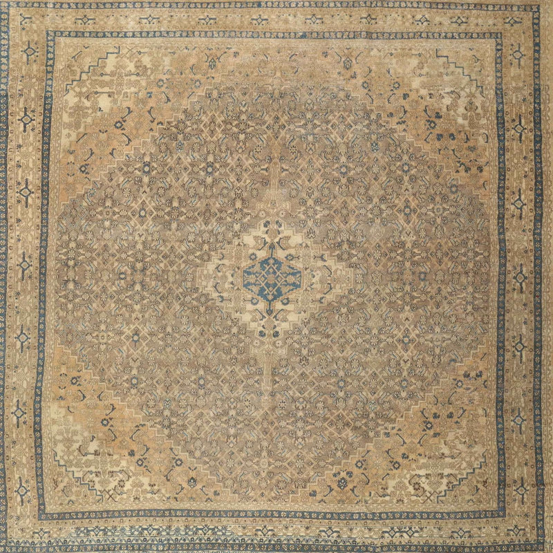 Tapis beige/gris traditionnel Merricks, Carré 5 pi
