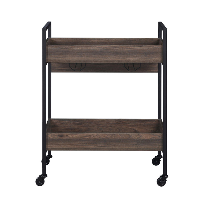 Rectangular Serving Cart With 2 Tier Shelf