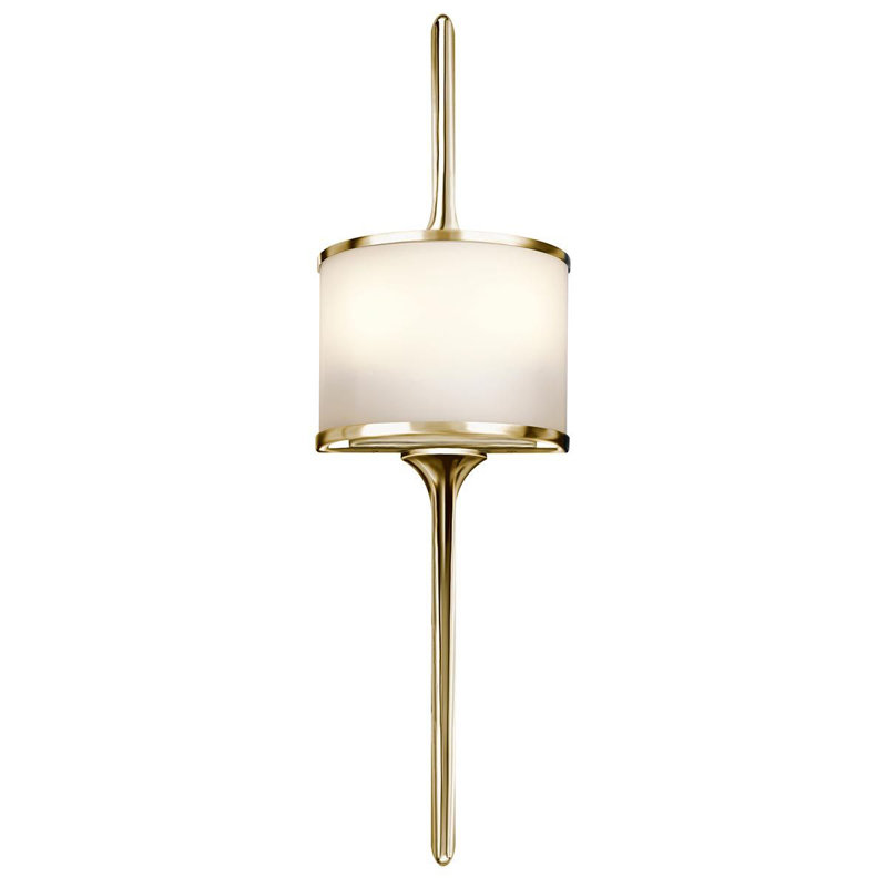 Charlee Glass Flush Mounted Sconce, 55.9cm H x 16.5cm W x 9.8cm D, Polished Brass
