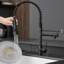 Robinet de cuisine rétractable en acier inoxydable, noir, levier simple, robinet commercial en matériaux de construction avec acier, débit d'eau régulier et contrôle de la température-1158471463