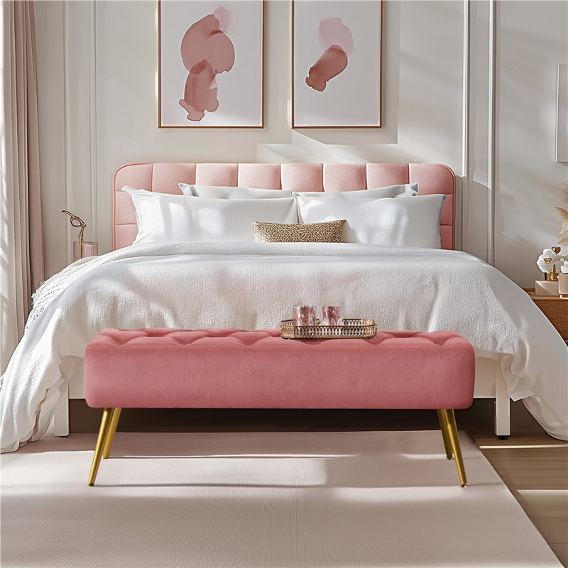 Banc de chambre rembourré Italee, Rose