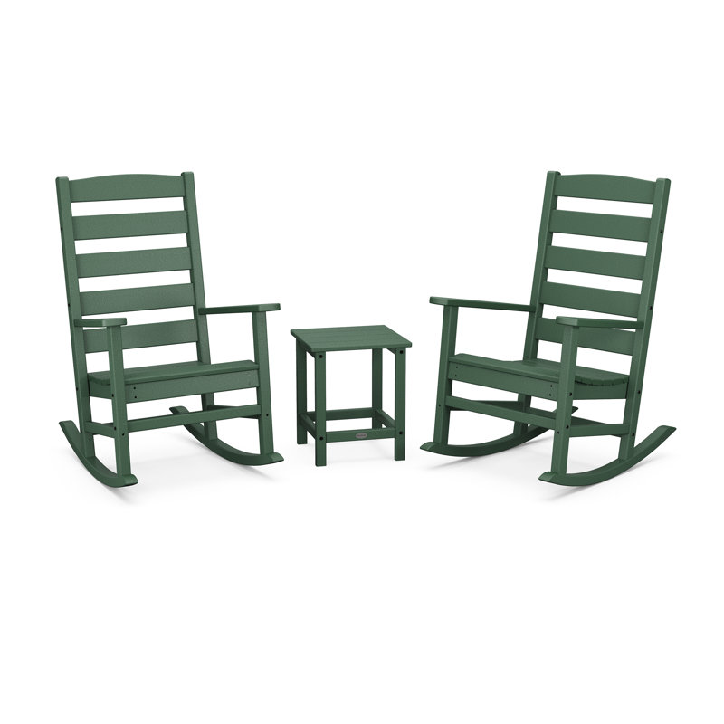Ensemble de chaises berçantes 3 pièces POLYWOOD x Sol 72 Destini, Vert