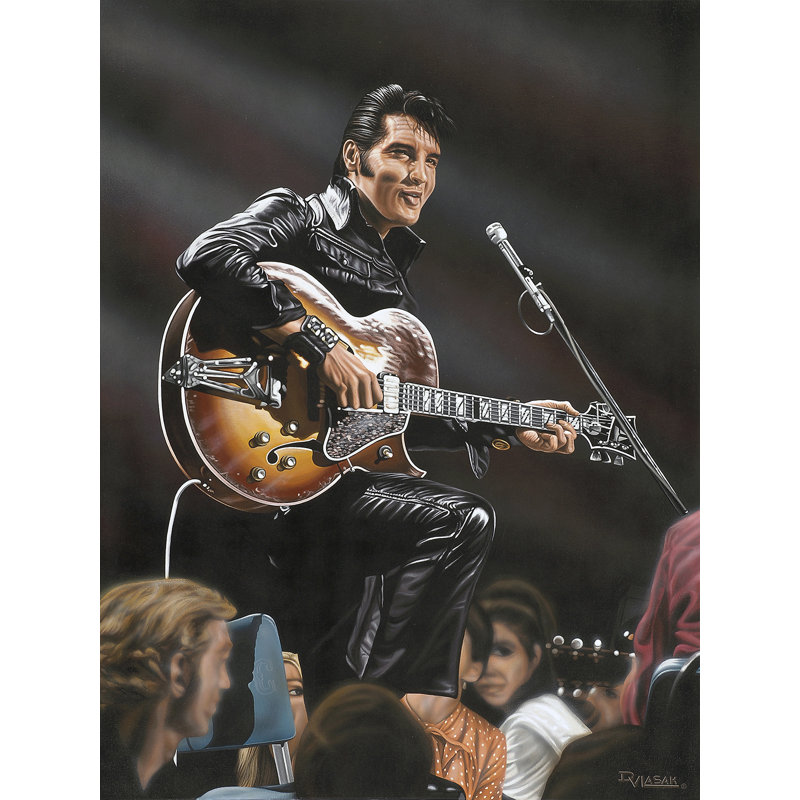 «Elvis in Leather Art» par Darryl Vlasak - impression sur toile tendue, H 16 po x l 12 po x P 1,5 po