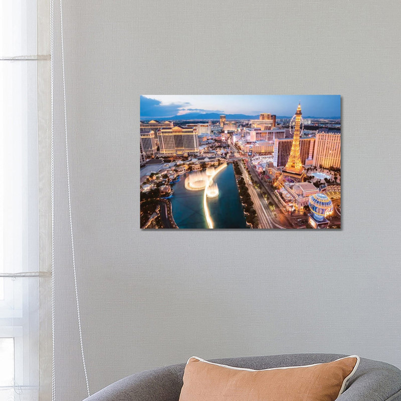 The Fountains Of Bellagio And The Strip, Las Vegas, Nevada, USA 1 Piece Wall Art on Canvas, Wrapped Canvas