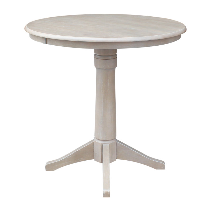 Gianluka Counter Height Solid Wood Dining Table, Washed Gray Taupe, 35.9" H x 36" L x 36" W
