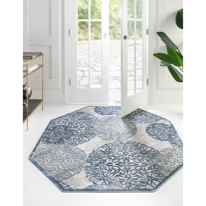 Tapis transitionnel Glencoe couleur lagon, Octogone 4 pi