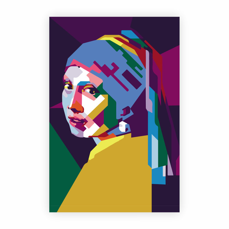 «Radiant Girl Pop», art acrylique, H 12 po x l 18 po x P 1 po, Cadre noir