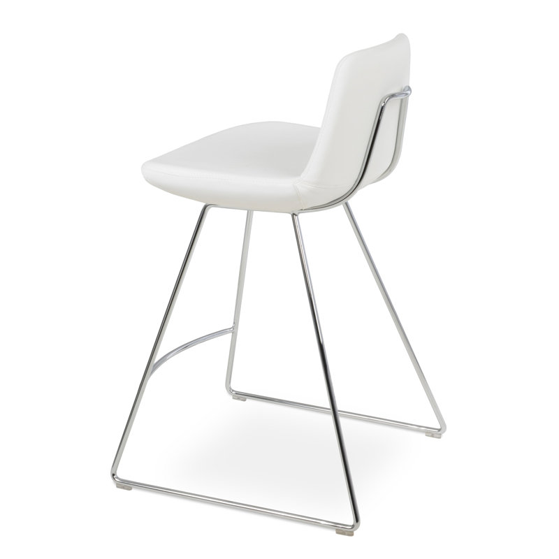 Pera HB Wire Counter & Bar Stool, Chrome, White , Counter Stool (24" Seat Height)