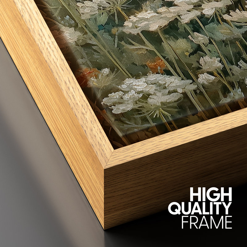 «White Wildflower Meadow», art du salon, impression sur toile encadrée, H 16 po x l 24 po, Cadre flottant naturel