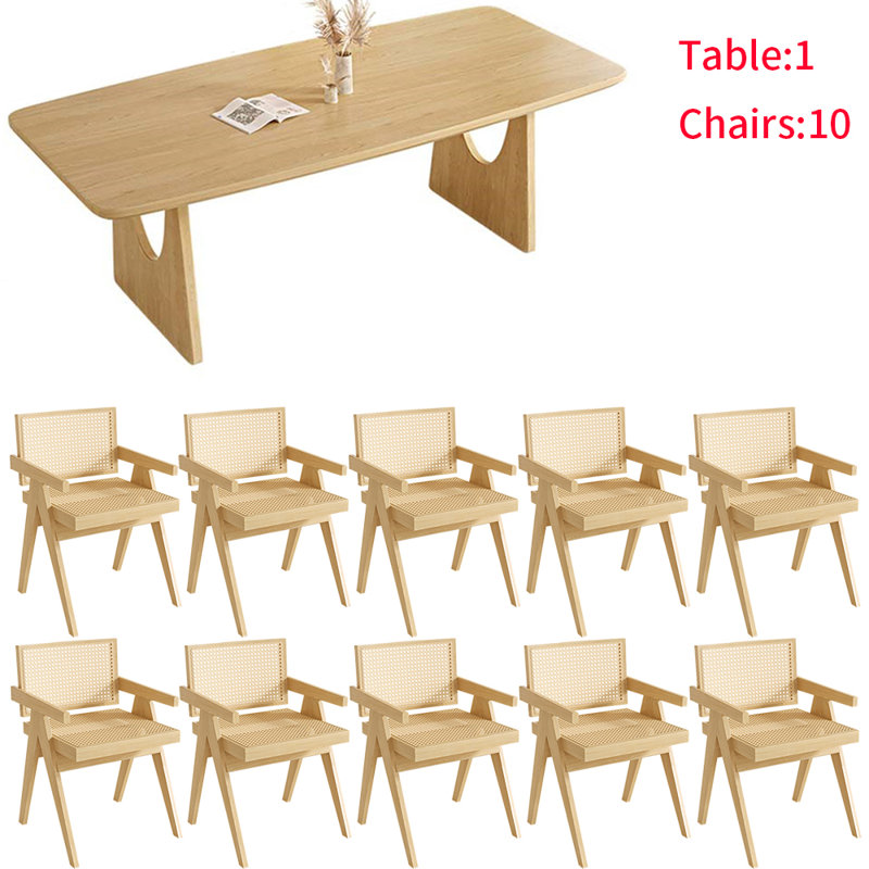 Japanese style solid wood dining table set