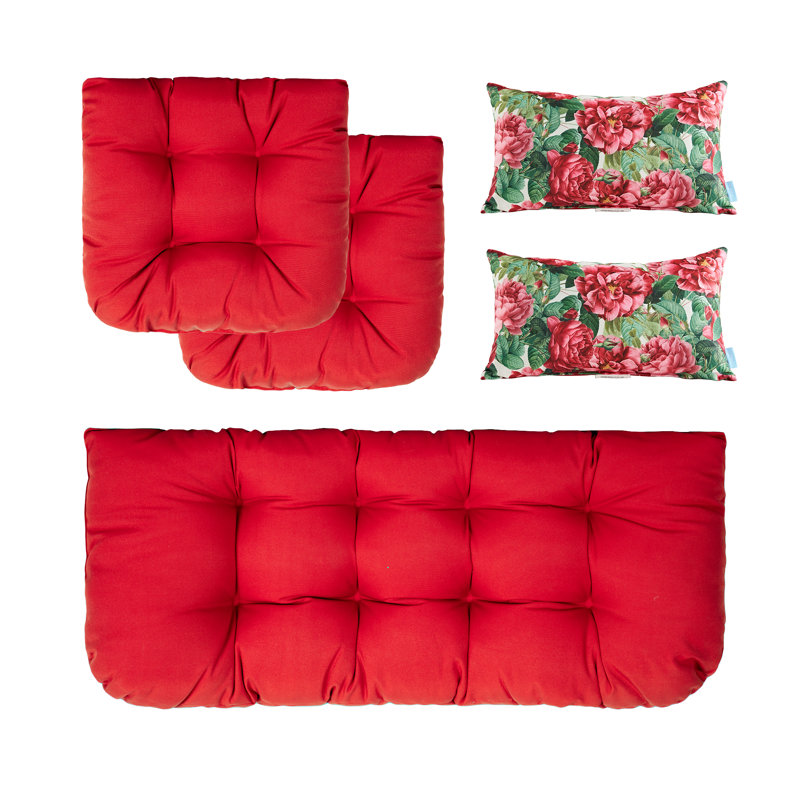 Ensemble de 5 coussins de causeuse en U Cassella, Rouge