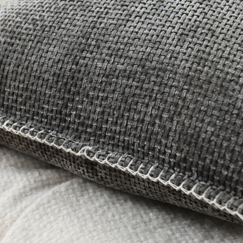 Housse de coussin décoratif en polyester Farmhouse Pillow Covers, Gris foncé, Carré 18 po