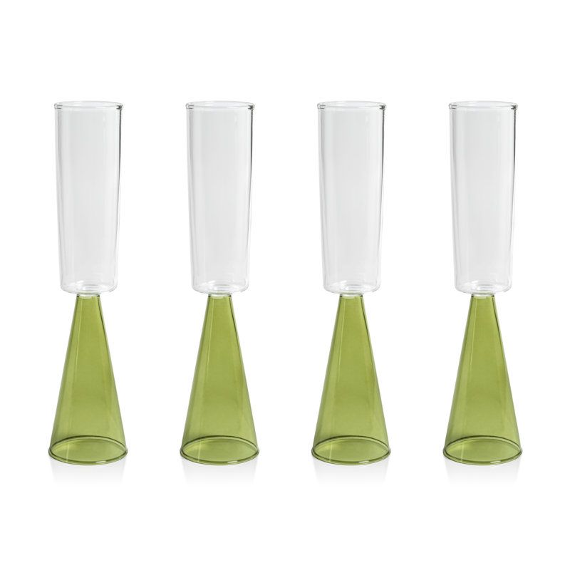 Flûtes à champagne Monticello, ensemble de 4, Vert