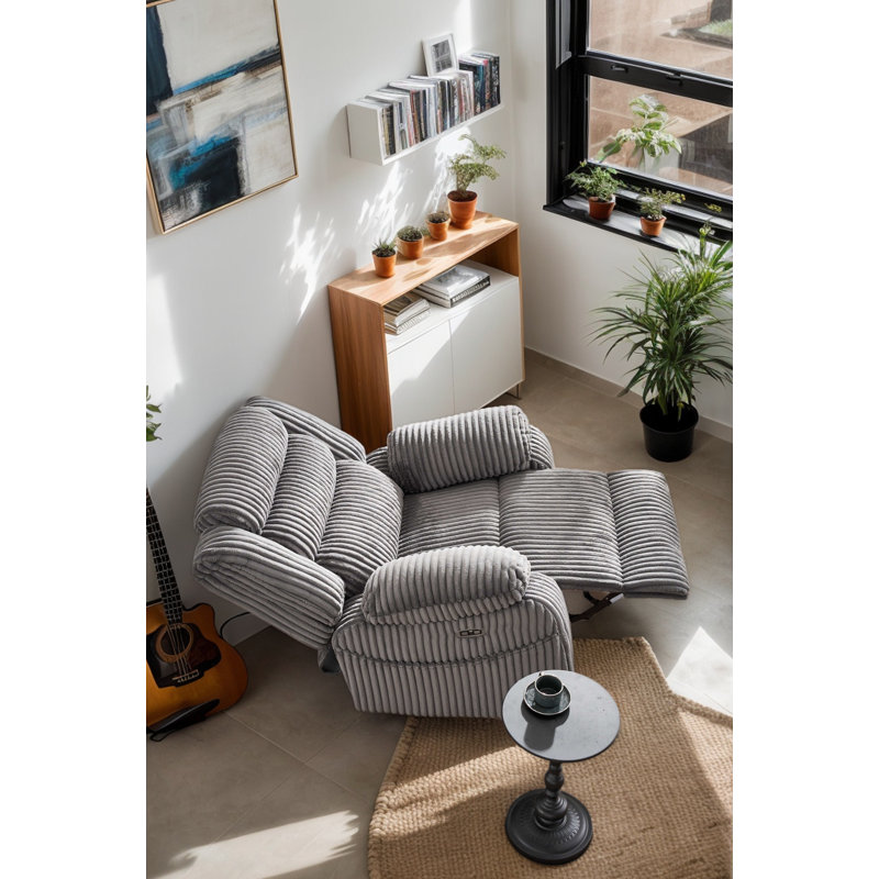 Fabric Recliner With Dual Charging Options, 270° Rotation, 160° Flat-Laying Function, Built-In Massage & Heating Feature - Fall/Winter Style - Boxed Set