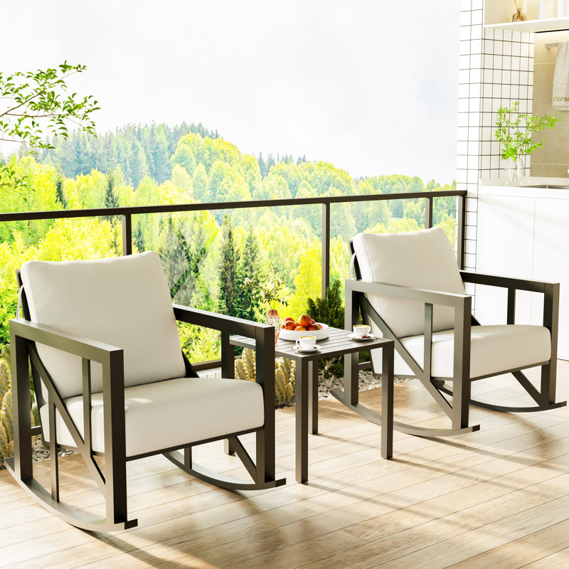 3 Piece Outdoor Patio Rocking Seating Group with Cushions