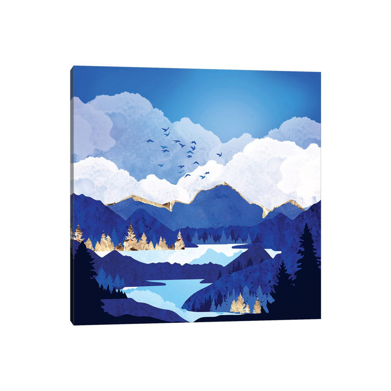 «Blue Lake», reproduction d'impression, Toile tendue, Pas de tapis, H 12 po x l 12 po x P 0,75 po