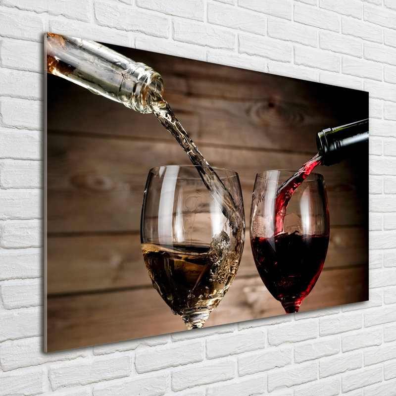 Two Glasses Of Wine - No Frame Print on Glass