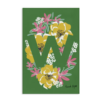 Art floral sur toile Floral Bloom Lettre W par Hannah Louise Byatt