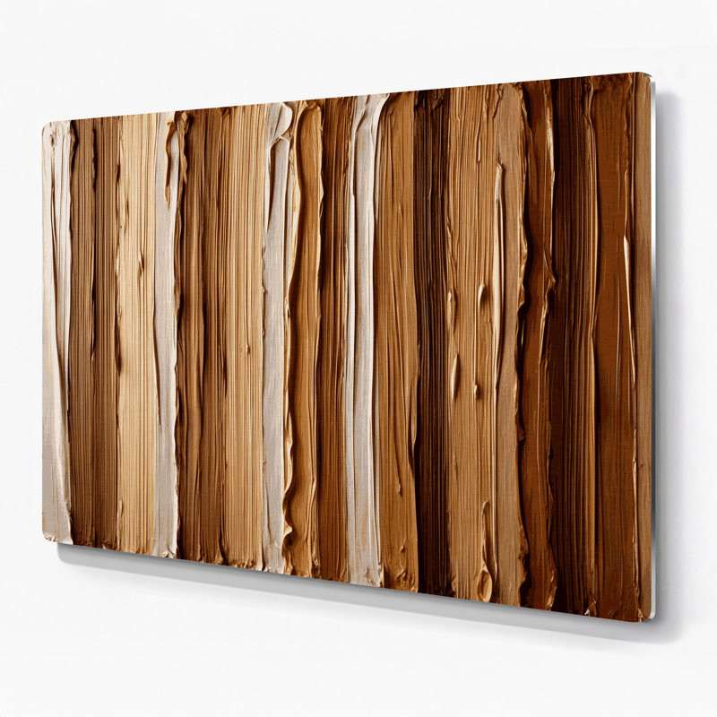 Horizontal Striped Linen Brown Brown Metal Wall Art, 11" H x 14" W